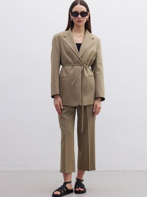 Düz Kapama Kuşaklı Blazer Ceket Yeşil Düz Kapama Kuşaklı Blazer Ceket Yeşil