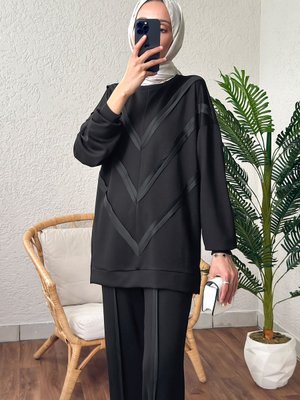 Asimetrik Detaylı İkili Takım Siyah