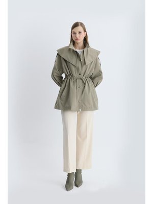 Haki Diella Bel Kordonlu Yağmurluk