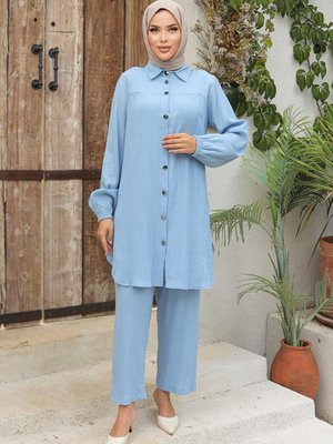 Bebe Mavisi Büzgü Detaylı Takım