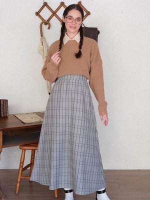 Gri Ekose Kloş Etek