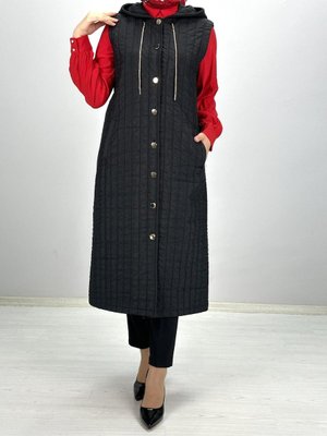 Büyük Beden Kapitone Yelek Siyah