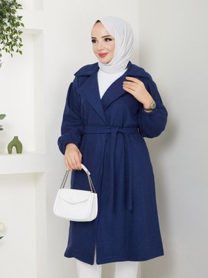 Kolları Büzgülü Astarsız Oversize Kaşe Kaban