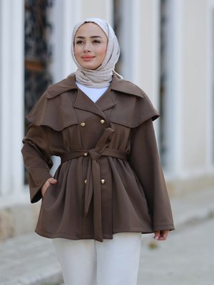 Gold Düğme Detay Ceket Kahverengi Gold Düğme Detay Ceket Kahverengi