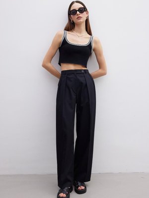 Pileli Geniş Pantolon Siyah Pileli Geniş Pantolon Siyah