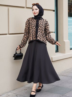 Hırka Leopar Desen Kısa