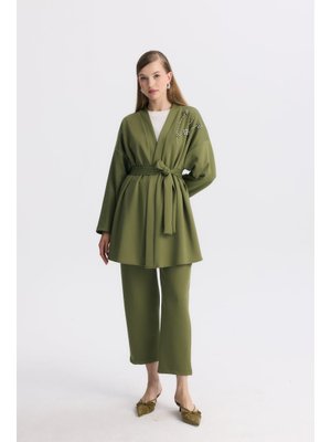 Haki Kuşaklı Omuz İşlemeli Takım