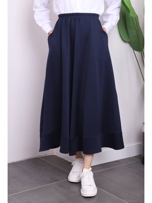 Lacivert Cepli Scuba Kloş Etek