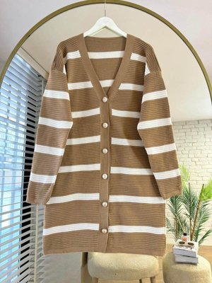 Çizgili Uzun Hırka