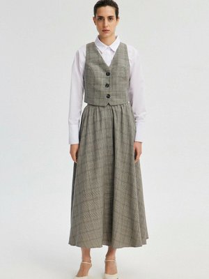 Ekose Yelek Etek Takım