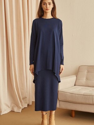 Merserize Çelik Örme Etek Ns 23k Lacivert