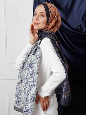 Hardal Trio Dallı Desenli Şal