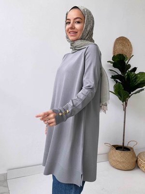 A Form Işıltılı Merserize Tunik Gri