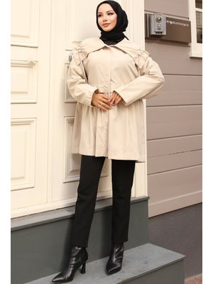 Taş Rengi Yakalı Trençkot