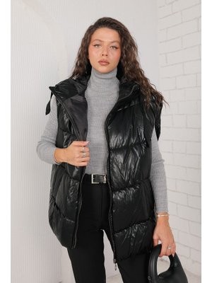 Siyah Suni Deri Yelek