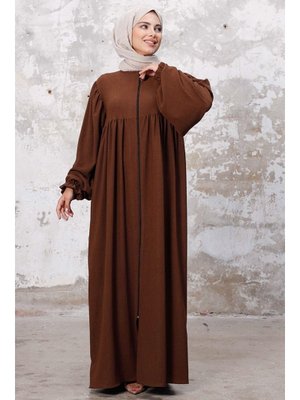 Kahve Esyel Büzgü Kol Ferace