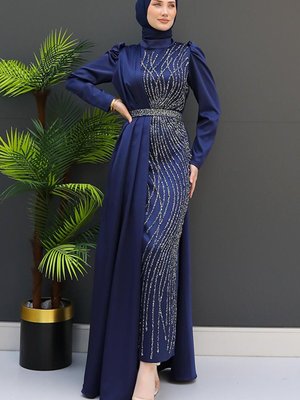 Yonca Pelerin Abiye Elbise Lacivert Yonca Pelerin Abiye Elbise Lacivert