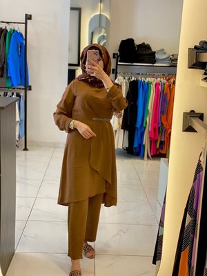 Kahve Bel İşlemeli Takım