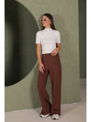 Kahverengi Scuba Yırtmaçlı Pantolon