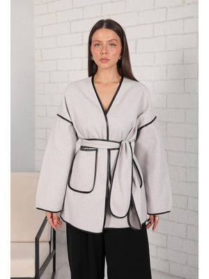 Gri İnce Kaşe Biyeli Kap