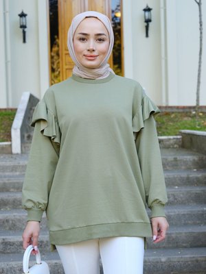 Kolu Fırfırlı Tunik Fıstık Yeşil Kolu Fırfırlı Tunik Fıstık Yeşil