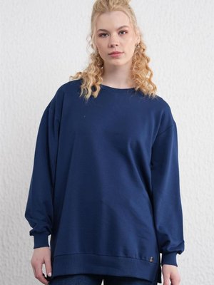 İki İplik Basic İndigo Sweatshirt