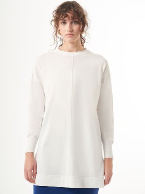 Merserize Kısa Tunik Bluz Ekru