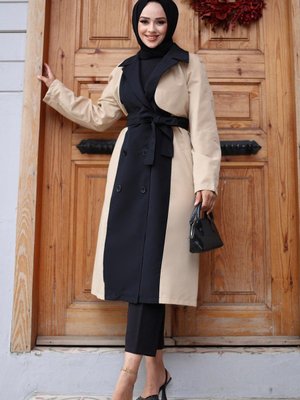 Bej Önü Garnili Trençkot Bej Önü Garnili Trençkot