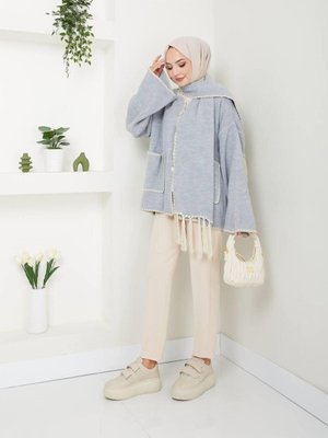 Kadın Kışlık İkili Takım Tesettür Atkılı Triko Hırka Kombin