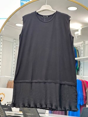 Piliseli Viskon İçlik Tunik Siyah