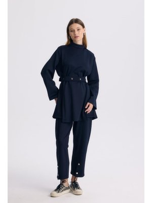 Lacivert Elroy Çıt Detay Takım