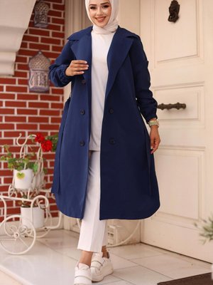 İndigo Apolet Detaylı Trençkot İndigo Apolet Detaylı Trençkot