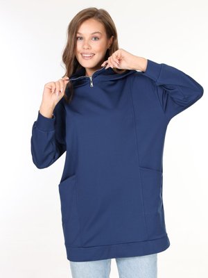 Kadın Kapüşonlu Önü Fermuarlı Sweatshirt