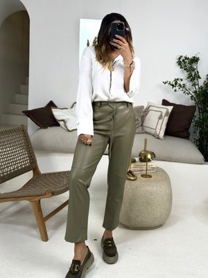 Mint Deri Bağçıklı Pantolon Mint Deri Bağçıklı Pantolon