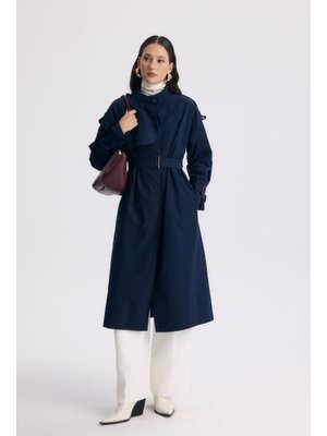 Lacivert Arby Kemerli Trençkot