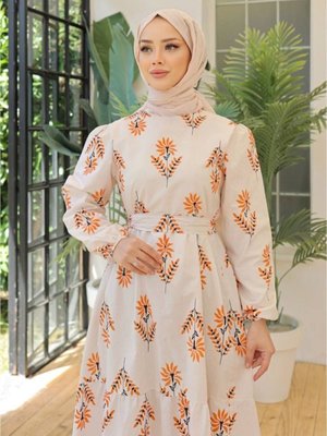Turuncu Tesetttür Elbise