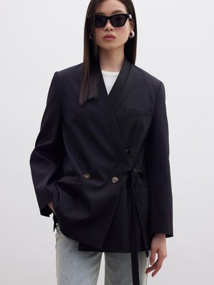 Kruvaze Bağlamalı Blazer Siyah Kruvaze Bağlamalı Blazer Siyah