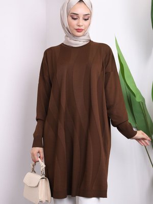 Kahverengi Soğuk İplik Merserize Triko Tunik Kahverengi Soğuk İplik Merserize Triko Tunik