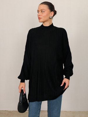 Siyah Basic Triko Tunik