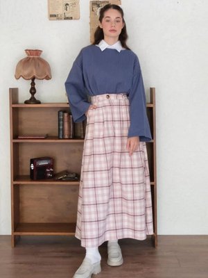 Pembe Tek Düğmeli Kaşe Kolej Etek Pembe Tek Düğmeli Kaşe Kolej Etek