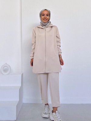 Paça Detaylı Scuba Takım Bej