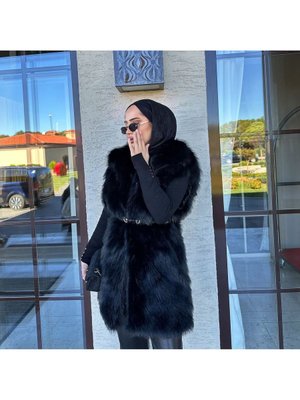 Kadın Kemerli Kürk Yelek