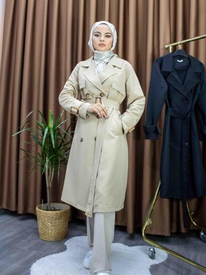 Kolu Kemerli Klasik Trençkot Bej Kolu Kemerli Klasik Trençkot Bej