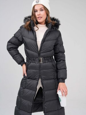 Siyah Kapüşonu Kürklü Mont Siyah Kapüşonu Kürklü Mont