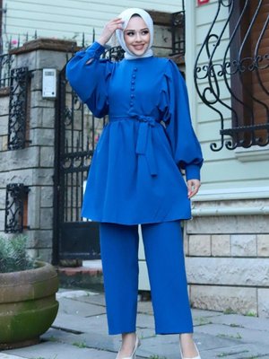 İndigo Düğme Detaylı Takım İndigo Düğme Detaylı Takım
