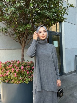 Tek Cepli Etek Ve Tunik Alt Üst İkili Triko Takım