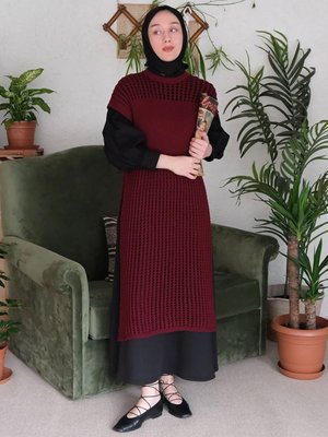 Bordo File Triko Tunik