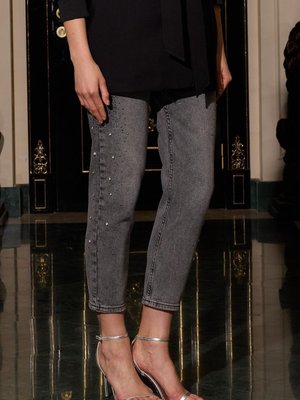 Missemramiss Taşlı Mom Jean Denim Pantolon Antrasit Missemramiss Taşlı Mom Jean Denim Pantolon Antrasit
