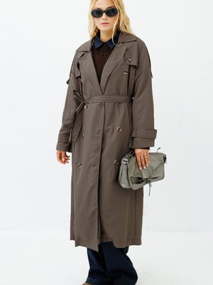 Soft Oversize Kül Kahve Trençkot