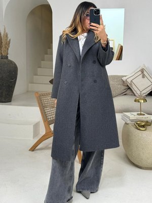 Antrasit Mass Kruvaze Kaşe Kaban